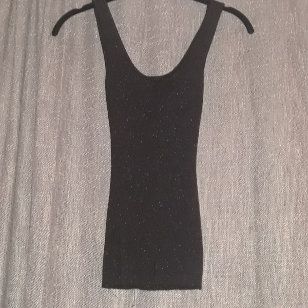 Bebe silver shimmer black tank top
